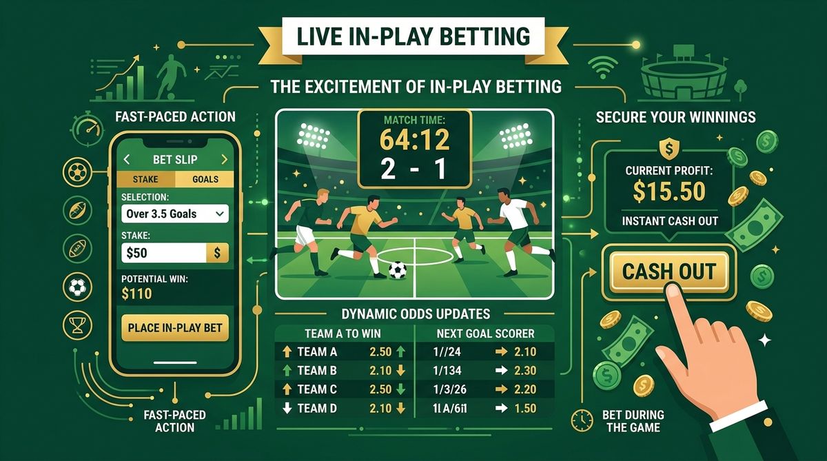 Live in-play betting on a mobile phone during a football match